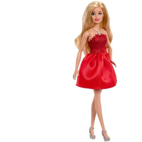 Barbie 80th Anniversary Mattel Red Ruby Doll mit silbernen Schuhen und Halskette