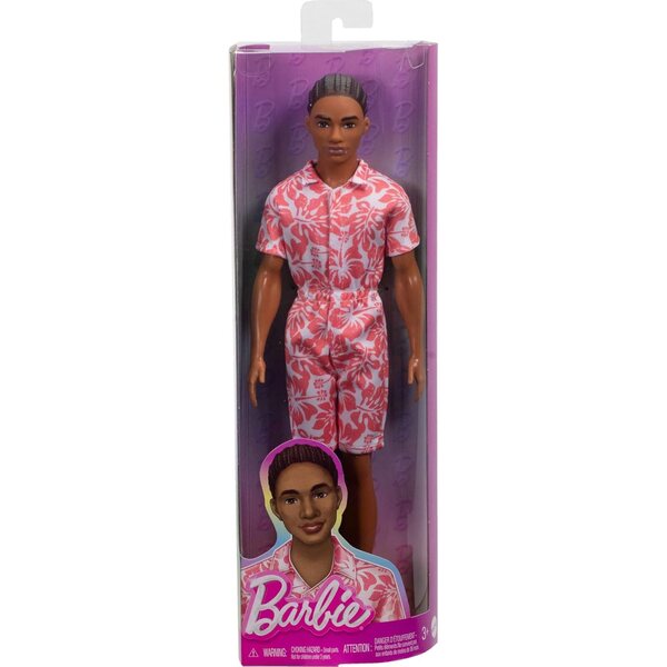 Barbie Ken Fashionistas mit geflochtenem Haar und korallenrotem Hawaii-Strampler