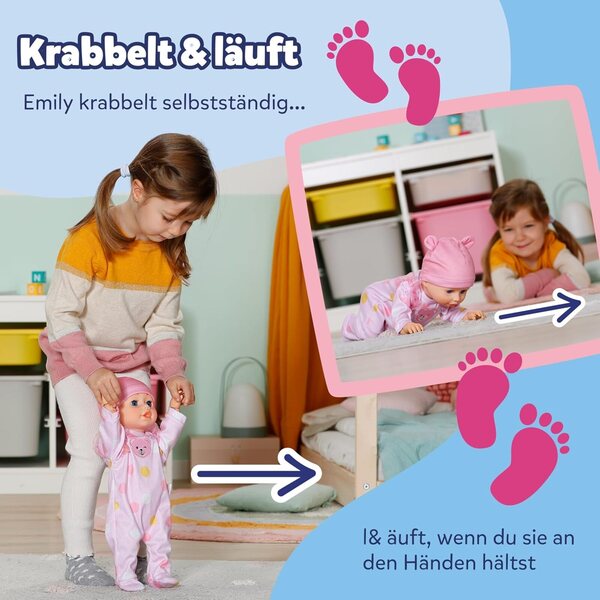 BABY Born Emily Lauf mit Mir – interaktive 43-cm-Puppe mit Sohn und Bewegung