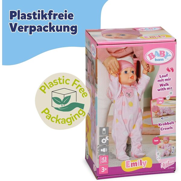 BABY Born Emily Lauf mit Mir – interaktive 43-cm-Puppe mit Sohn und Bewegung