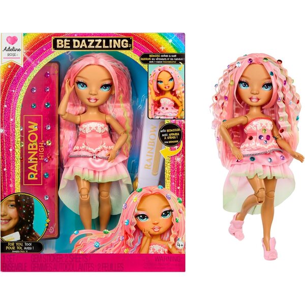 Rainbow High Adeline Rose 28 см – розова модна кукла с искрящи аксесоари