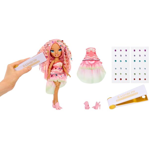 Rainbow High Adeline Rose 28 cm – Bambola Moda Rosa con Accessori Scintillanti