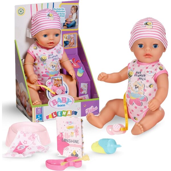 BABY Born Lena 36 cm – Puppe mit 7 Funktionen ohne Batterien für Kinder ab 1 Jahr