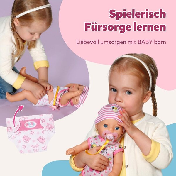 BABY Born Lena 36 cm – Puppe mit 7 Funktionen ohne Batterien für Kinder ab 1 Jahr