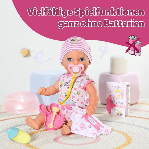 BABY Born Lena 36 cm – Puppe mit 7 Funktionen ohne Batterien für Kinder ab 1 Jahr