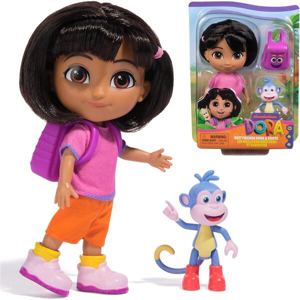 Dora Puppe 22 cm mit Schwanz zum Kamm, Rucksack und Affenstiefeln, Spiel für Kinder ab 3 Jahren