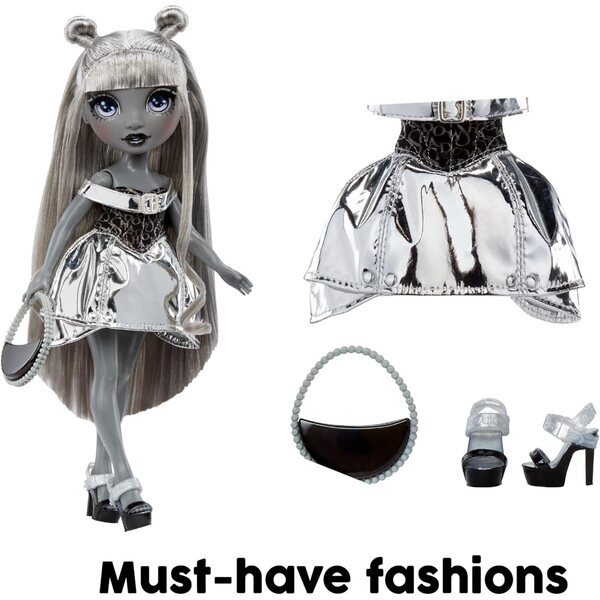 Rainbow High Luna Madison - Bambola 28 cm in outfit metallic grigio con accessori moda