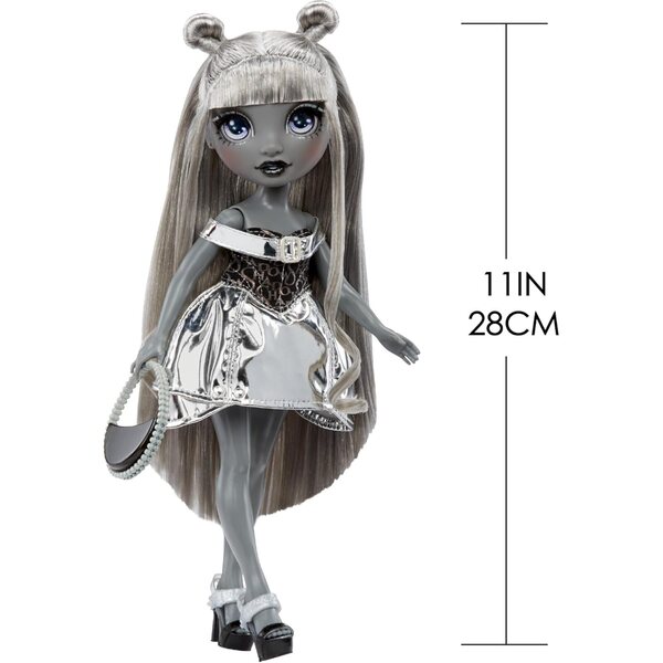 Rainbow High Luna Madison - Bambola 28 cm in outfit metallic grigio con accessori moda