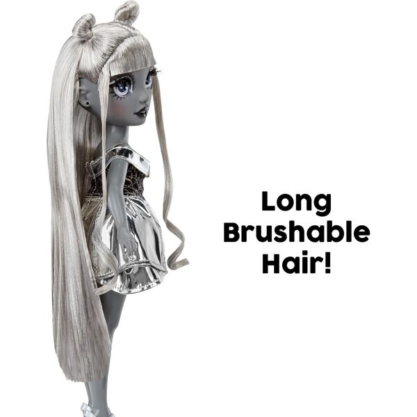 Rainbow High Luna Madison - Bambola 28 cm in outfit metallic grigio con accessori moda