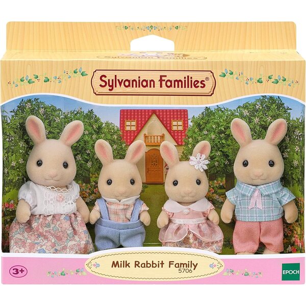 Sylvanian Families Milk Bunnies Family – Set mit 4 Figuren für kreatives Spielen