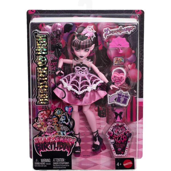 Monster High Draculaura Bambola Completa con Abito Rosa e Accessori Party Originali