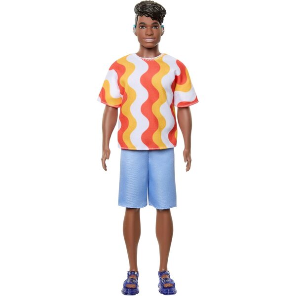 Barbie Fashionistas Ken mit Hörgeräten und großem Körper, farbenfrohes Modeoutfit