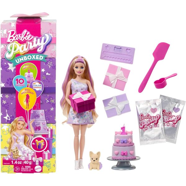 Barbie Party-Geburtstagsschleifen-Set mit 10 Überraschungen und Geburtstagszubehör