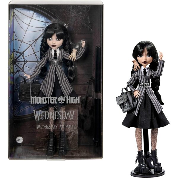 Monster High Wednesday Addams Nevermore Academy Puppe mit Originalzubehör