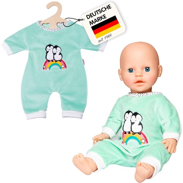 Heless Pigiama Puppa Pinguino in Softvelours 28-35 cm con Ricamo di Qualità
