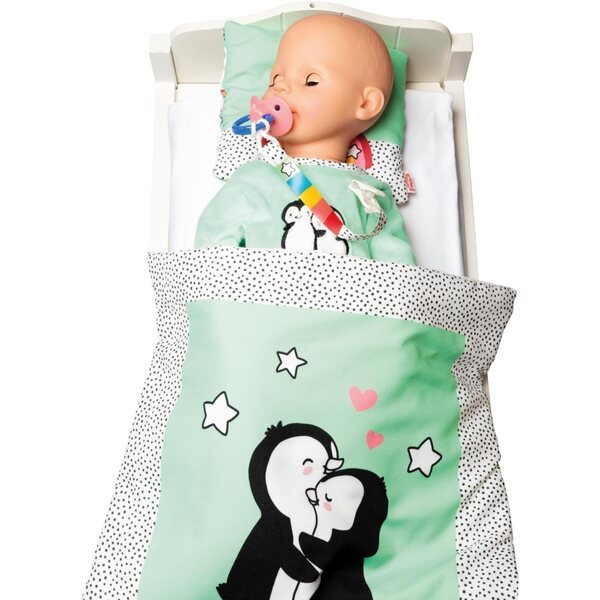 Heless Pigiama Puppa Pinguino in Softvelours 28-35 cm con Ricamo di Qualità