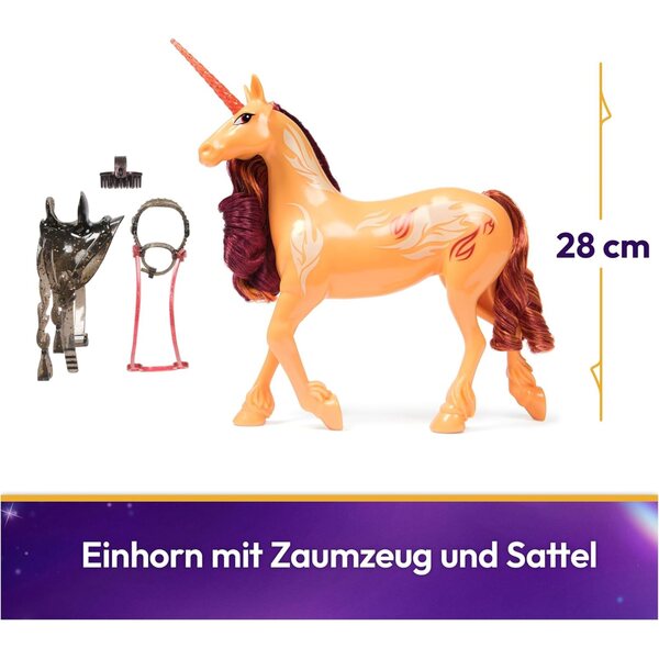 Cinder Einhorn 28 cm – Original von Unicorn Academy mit Kopfbewegung, Sattel und Geschirr