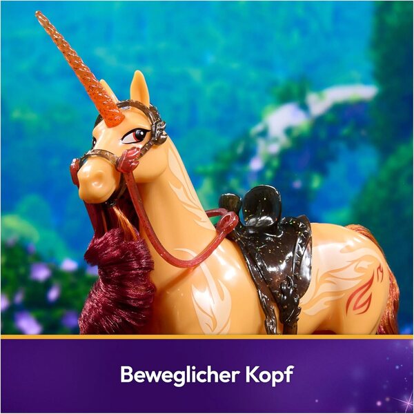 Cinder Einhorn 28 cm – Original von Unicorn Academy mit Kopfbewegung, Sattel und Geschirr