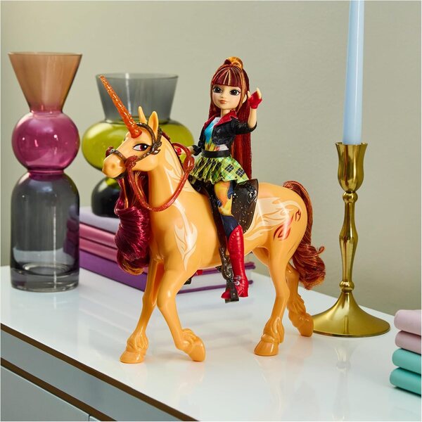 Cinder Einhorn 28 cm – Original von Unicorn Academy mit Kopfbewegung, Sattel und Geschirr