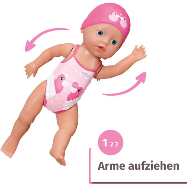 BABY Born Lizzie Pupa Schwimmerin 30 cm ohne Batterien mit rosa Badeanzug