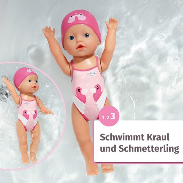 BABY Born Lizzie Pupa Schwimmerin 30 cm ohne Batterien mit rosa Badeanzug