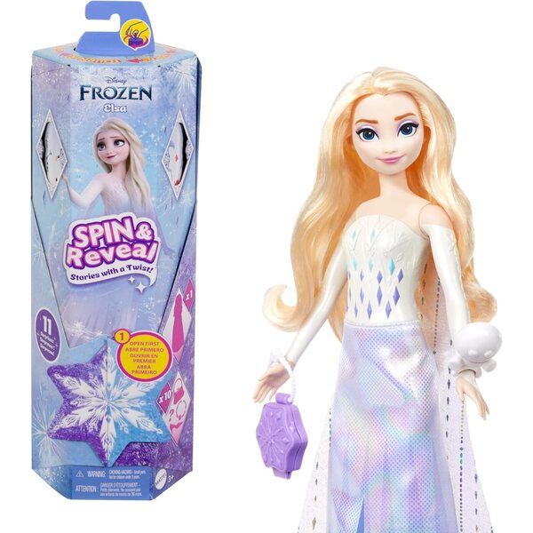 Mattel Disney Elsa Spin & Reveal: 11 Überraschungen, Accessoires und Poupée inspiriert von Eiskönigin