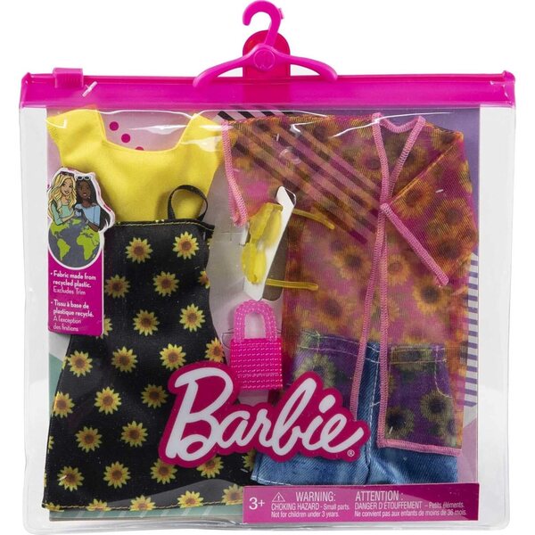 Barbie Fashions 2 Outfits con Accessori Moda Set - Pantaloncini, Kimono, Vestito e Borsa