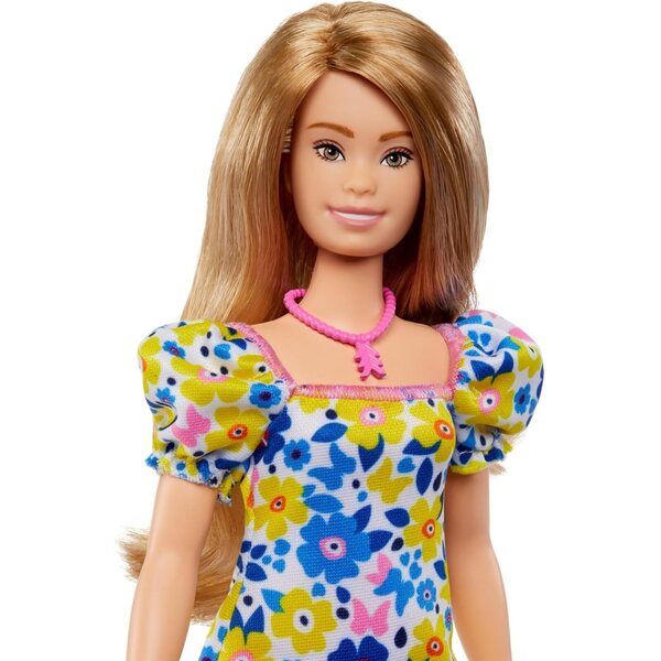 Barbie Fashionistas mit Down-Syndrom, Blumenkleid und einzigartigen Details für Kinder ab 3 Jahren