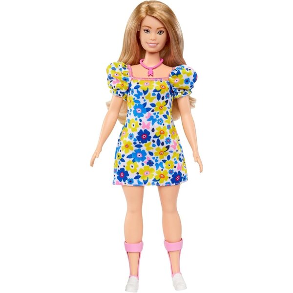 Barbie Fashionistas mit Down-Syndrom, Blumenkleid und einzigartigen Details für Kinder ab 3 Jahren