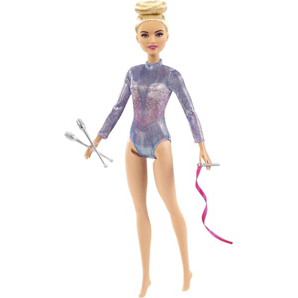 Barbie Rhythmische Sportgymnastin mit metallischer Kleidung und Turnzubehör