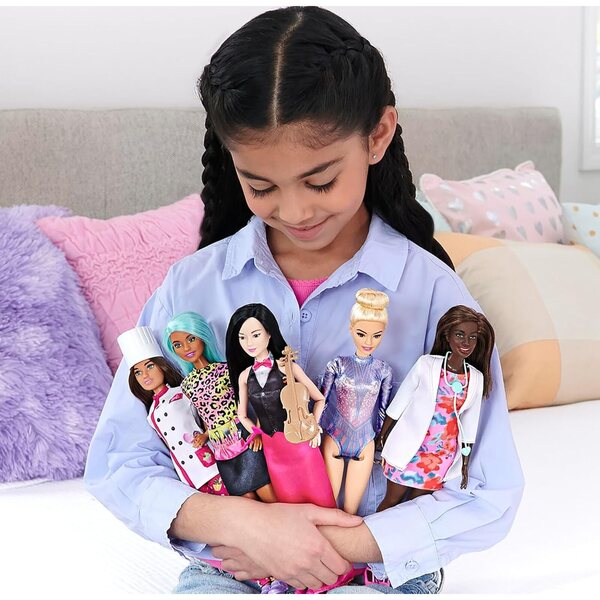 Barbie Rhythmische Sportgymnastin mit metallischer Kleidung und Turnzubehör