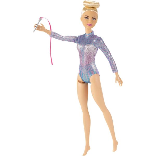 Barbie Rhythmische Sportgymnastin mit metallischer Kleidung und Turnzubehör