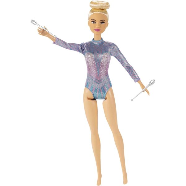 Barbie Rhythmische Sportgymnastin mit metallischer Kleidung und Turnzubehör