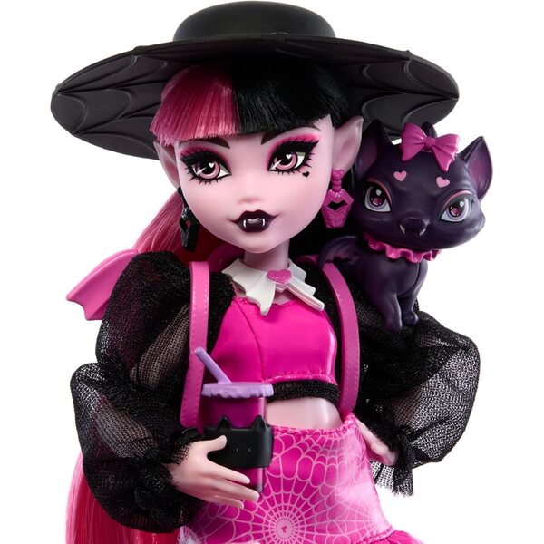 Monster High Draculaura mit Zubehör und Count Fabulous, die modische Fledermauskatze für Kinder