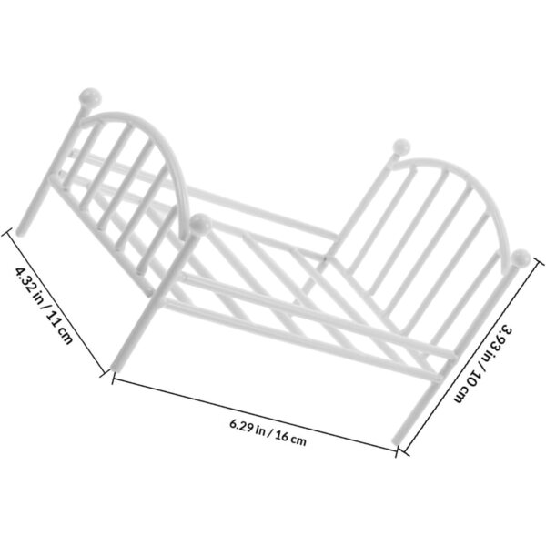 Letto in Ferro Miniatura Bianco per Casa delle Bambole, Mobili Decorativi Compatti