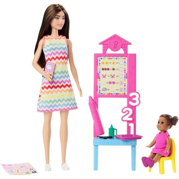 Barbie insegnante con bambola e accessori scuola, gioco educativo per bambini 3+