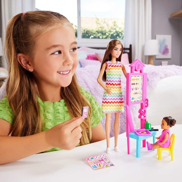 Barbie insegnante con bambola e accessori scuola, gioco educativo per bambini 3+