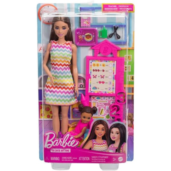 Barbie insegnante con bambola e accessori scuola, gioco educativo per bambini 3+