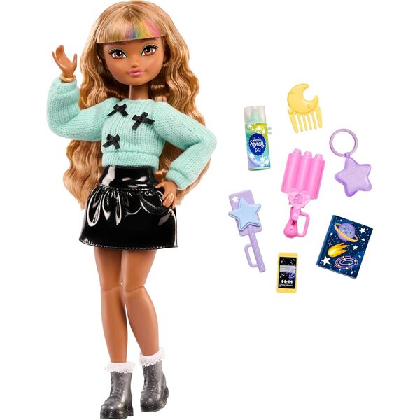 Barbie Dream Besties Tante Puppe mit Styling- und Modeaccessoires, welliges braunes Haar