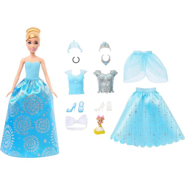 Bambola Moda Cenerentola Disney con 12 Accessori e Amica Sorpresa - Giochi per Bambini