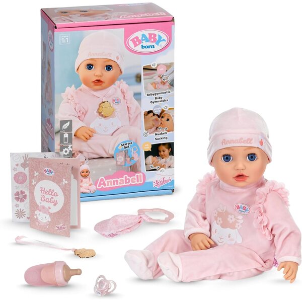BABY Born Annabell 43 cm – Weiche Puppe mit 7 elektronischen Funktionen und Geräuschen, ideal ab 3 Jahren