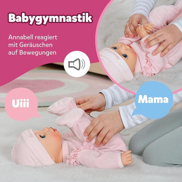 BABY Born Annabell 43 cm – Weiche Puppe mit 7 elektronischen Funktionen und Geräuschen, ideal ab 3 Jahren