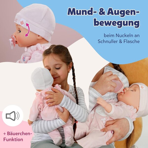 BABY Born Annabell 43 cm – Weiche Puppe mit 7 elektronischen Funktionen und Geräuschen, ideal ab 3 Jahren