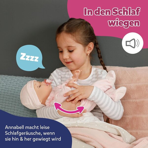 BABY Born Annabell 43 cm – Weiche Puppe mit 7 elektronischen Funktionen und Geräuschen, ideal ab 3 Jahren