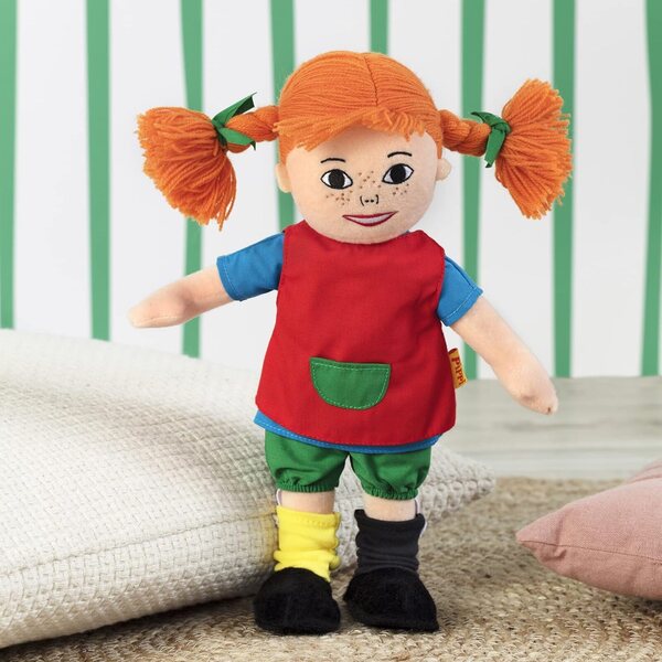 Pippi Langstrumpf Puppe 30 cm – Morbida Stoffpuppe per Bambini da 10 Mesi, Idea Regalo Battesimo