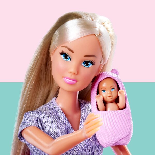 Steffi Love Welcome Baby 29 cm - Pupa incinta con bambino e accessori per giochi di ruolo