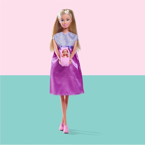 Steffi Love Welcome Baby 29 cm - Pupa incinta con bambino e accessori per giochi di ruolo