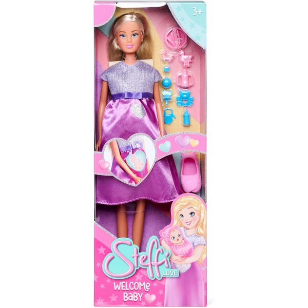 Steffi Love Welcome Baby 29 cm - Pupa incinta con bambino e accessori per giochi di ruolo