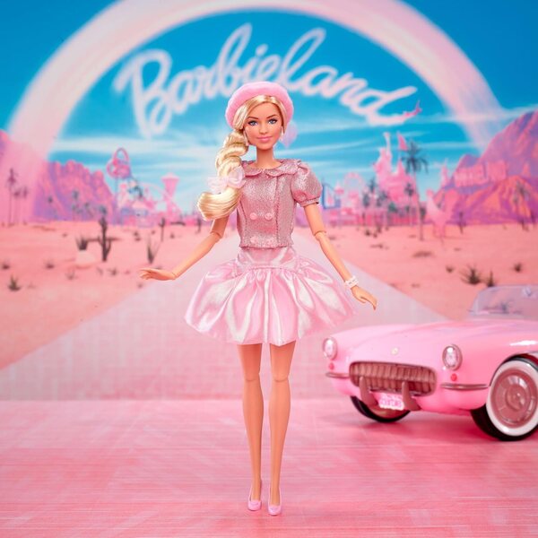 Barbie Margot Robbie Filmkollektion: Puppe mit elegantem rosa Outfit und exklusiven Accessoires