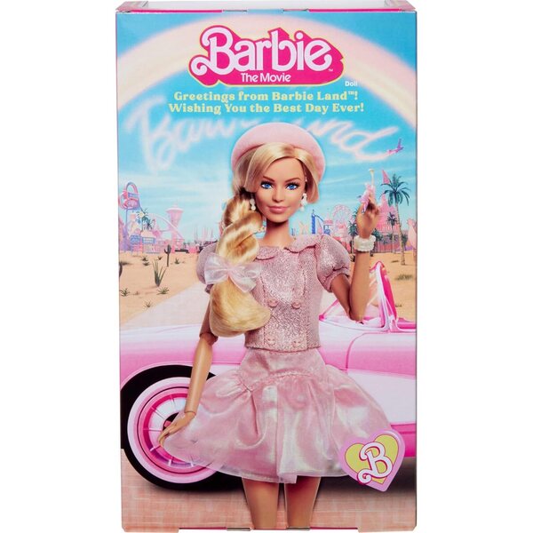 Barbie Margot Robbie Filmkollektion: Puppe mit elegantem rosa Outfit und exklusiven Accessoires